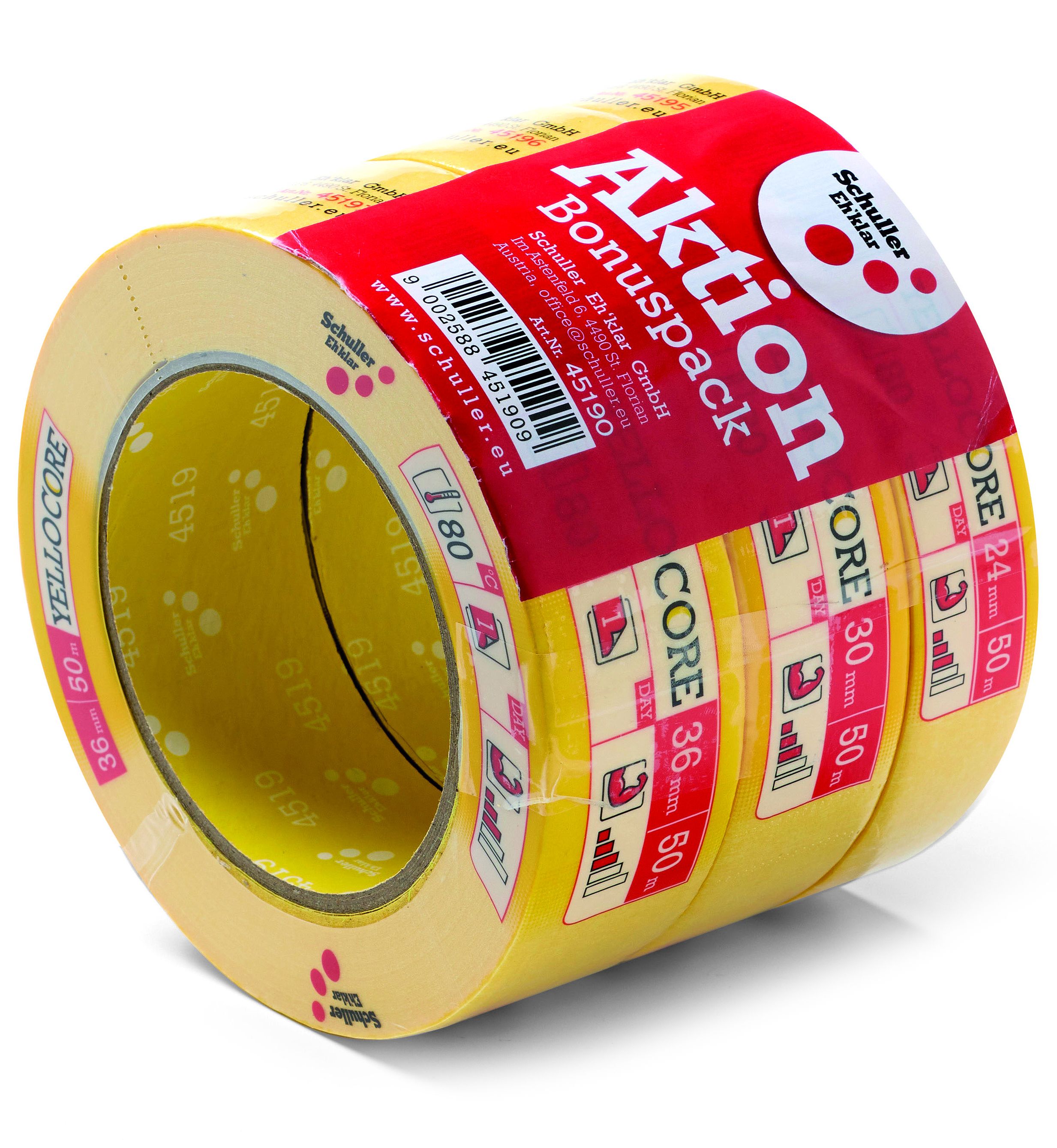 Schuller YELLO CORE SET festőszalag, 1 x 24 | 30 | 36 mm x 50 m termék fő termékképe