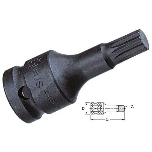 Genius Tools 4476T08 1/2"-os gépi dugókulcs fej, 12-szögű torx, M08 termék fő termékképe