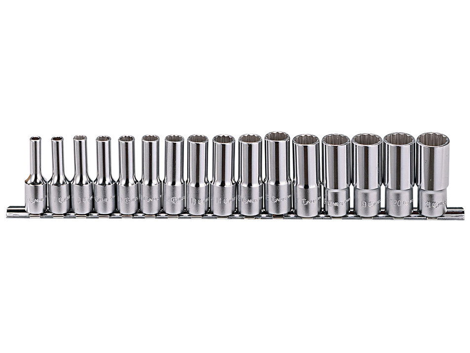 Genius Tools TW-316MD 3/8"-os 12 lapú hosszított dugókulcs készlet, 16 részes termék fő termékképe