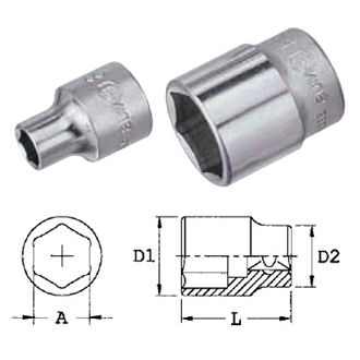 Genius Tools 323206 3/8"-os 6 lapú dugókulcs fej, 6 mm termék fő termékképe