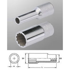 Genius Tools 437812 1/2"-os 12 lapú dugókulcs fej, hosszított kivitel, 12 mm termék fő termékképe