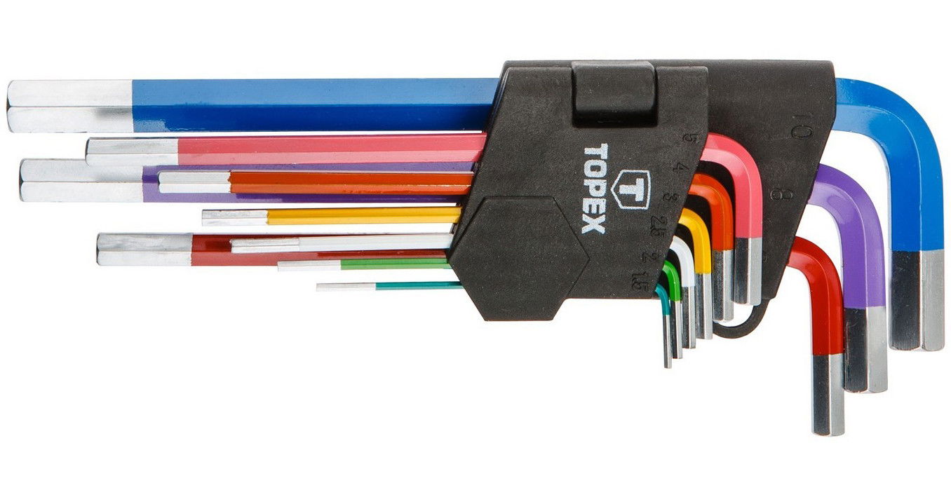 Topex 35D966 színkódolt imbuszkulcs készlet, CrV acél, 9 részes termék fő termékképe