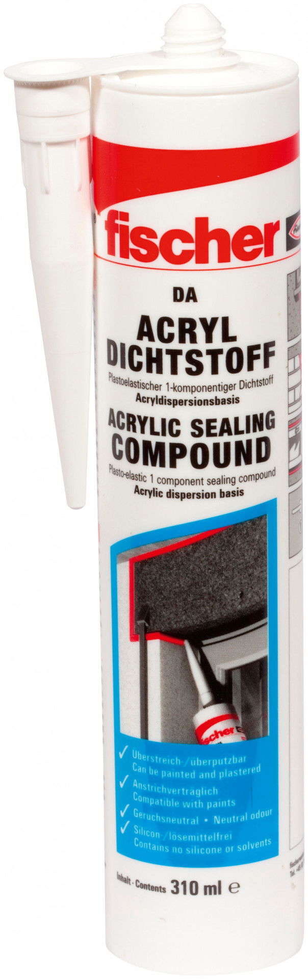 Fischer DA akril tömítőanyag (DE/EN), fehér, 310 ml termék fő termékképe