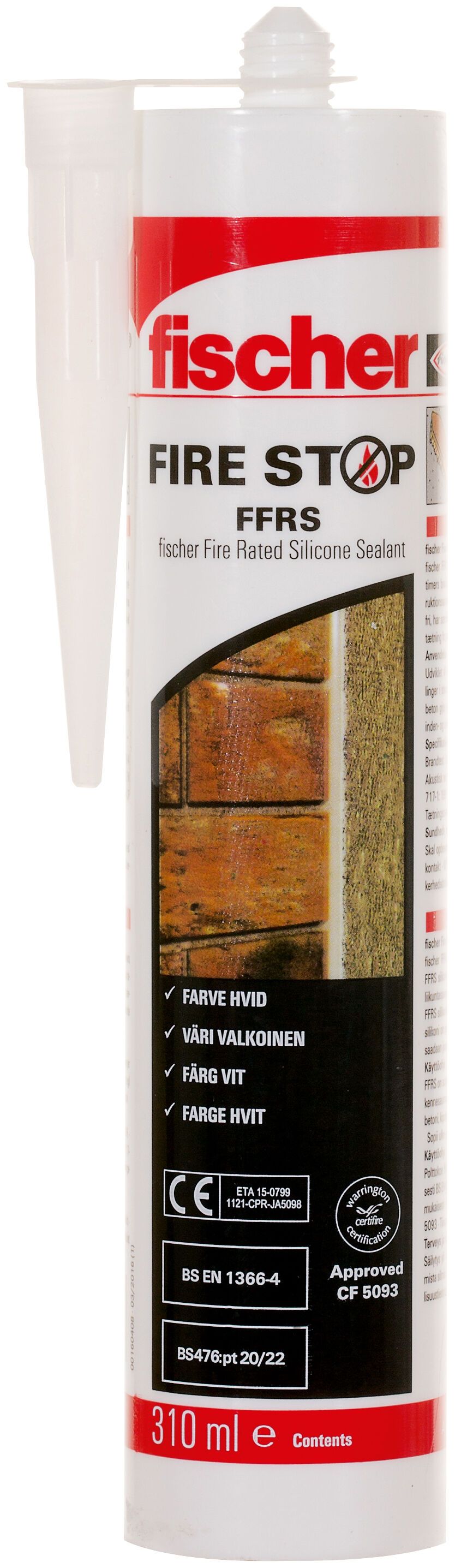 Fischer FFRS tűzálló szilikon tömítőanyag (ES/NL/PT/TR), fehér, 310 ml termék fő termékképe