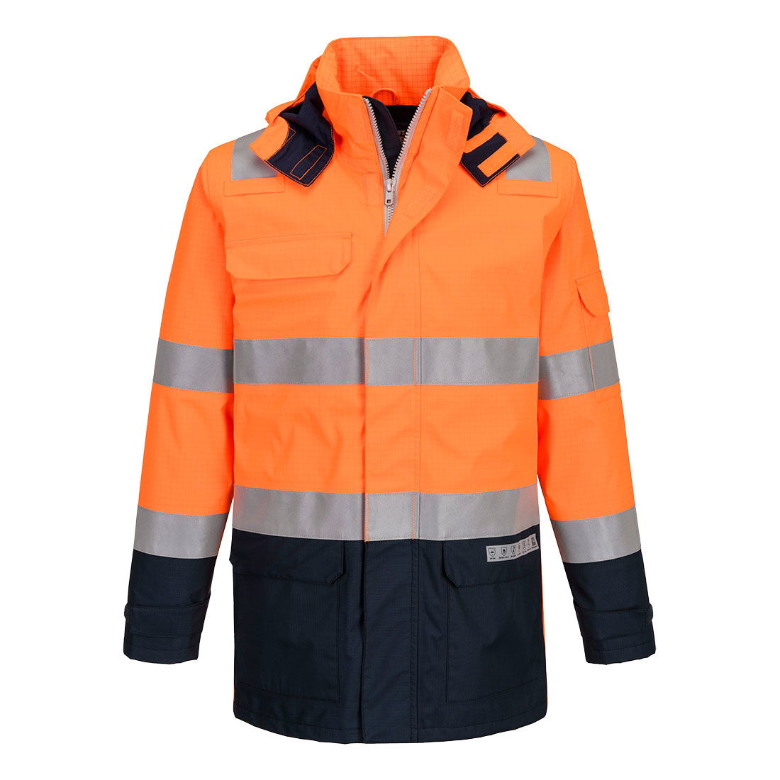 Portwest FR605 - Bizflame Rain+ Hi-Vis Light Arc lángálló kabát, narancs/tengerészkék termék fő termékképe