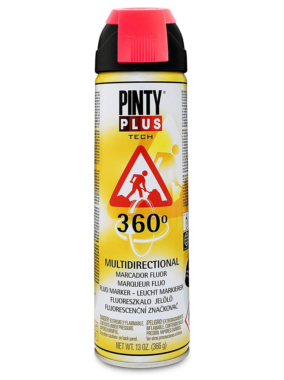 Pinty Plus TECH fluoreszkáló jelölő spray 360°-ban elfordítható szórófejjel, 500 ml termék fő termékképe