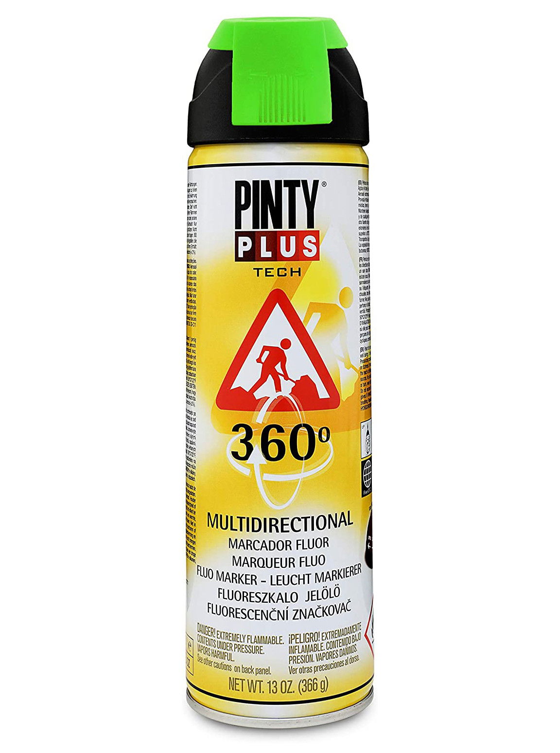 Pinty Plus TECH fluoreszkáló jelölő spray 360°-ban elfordítható szórófejjel, 500 ml termék fő termékképe
