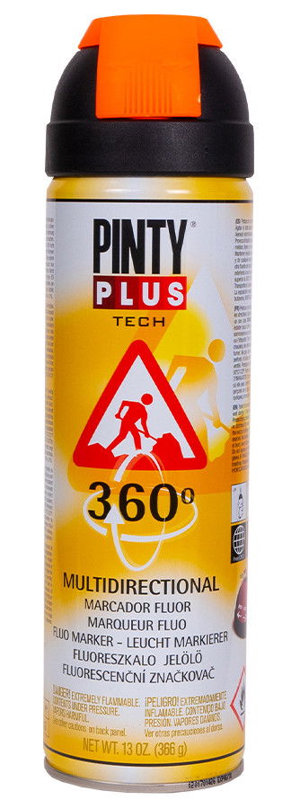 Pinty Plus TECH fluoreszkáló jelölő spray 360°-ban elfordítható szórófejjel, 500 ml termék fő termékképe