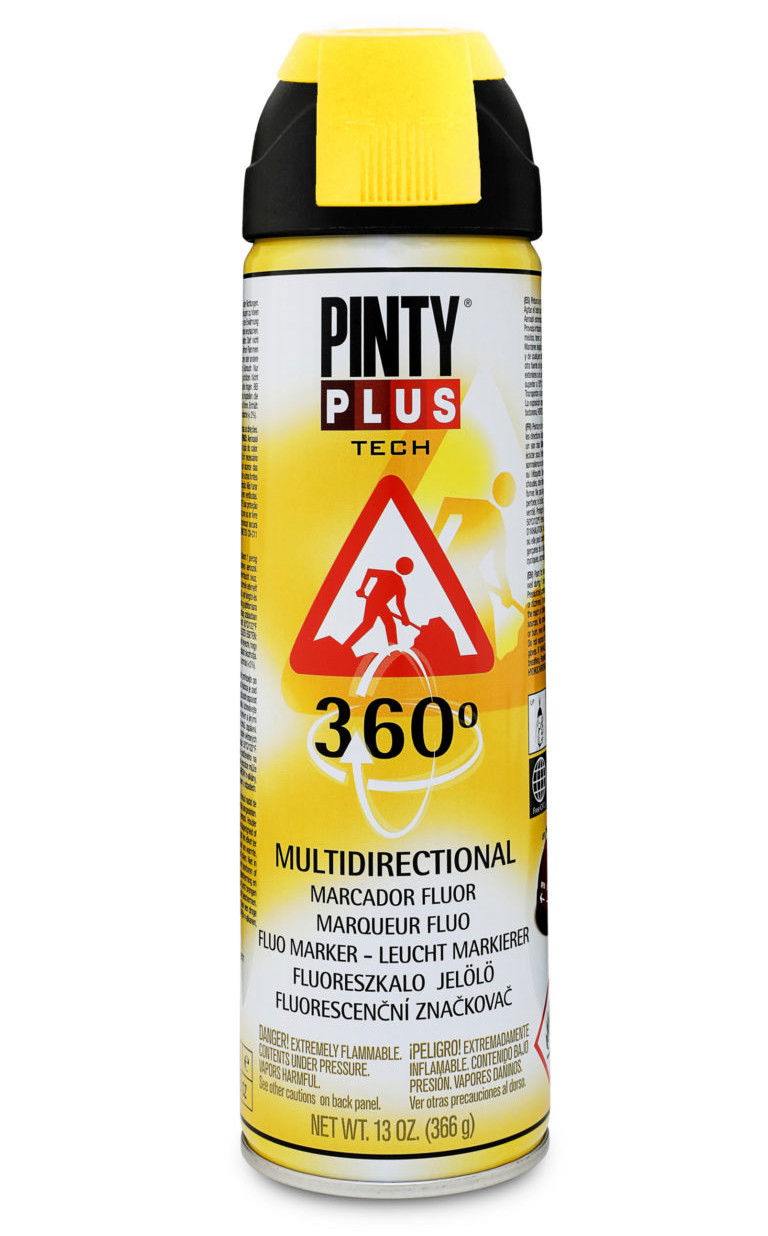 Pinty Plus TECH fluoreszkáló jelölő spray 360°-ban elfordítható szórófejjel, 500 ml termék fő termékképe