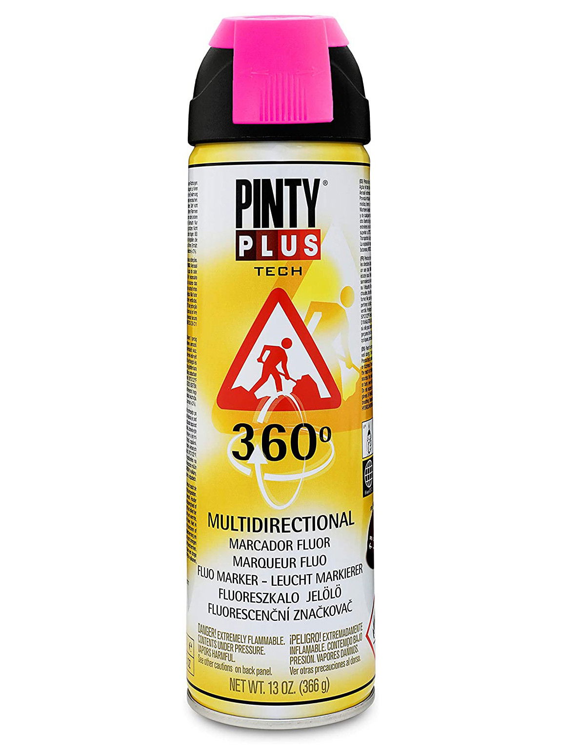 Pinty Plus TECH fluoreszkáló jelölő spray 360°-ban elfordítható szórófejjel, 500 ml termék fő termékképe